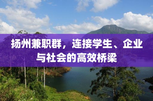 扬州兼职群，连接学生、企业与社会的高效桥梁